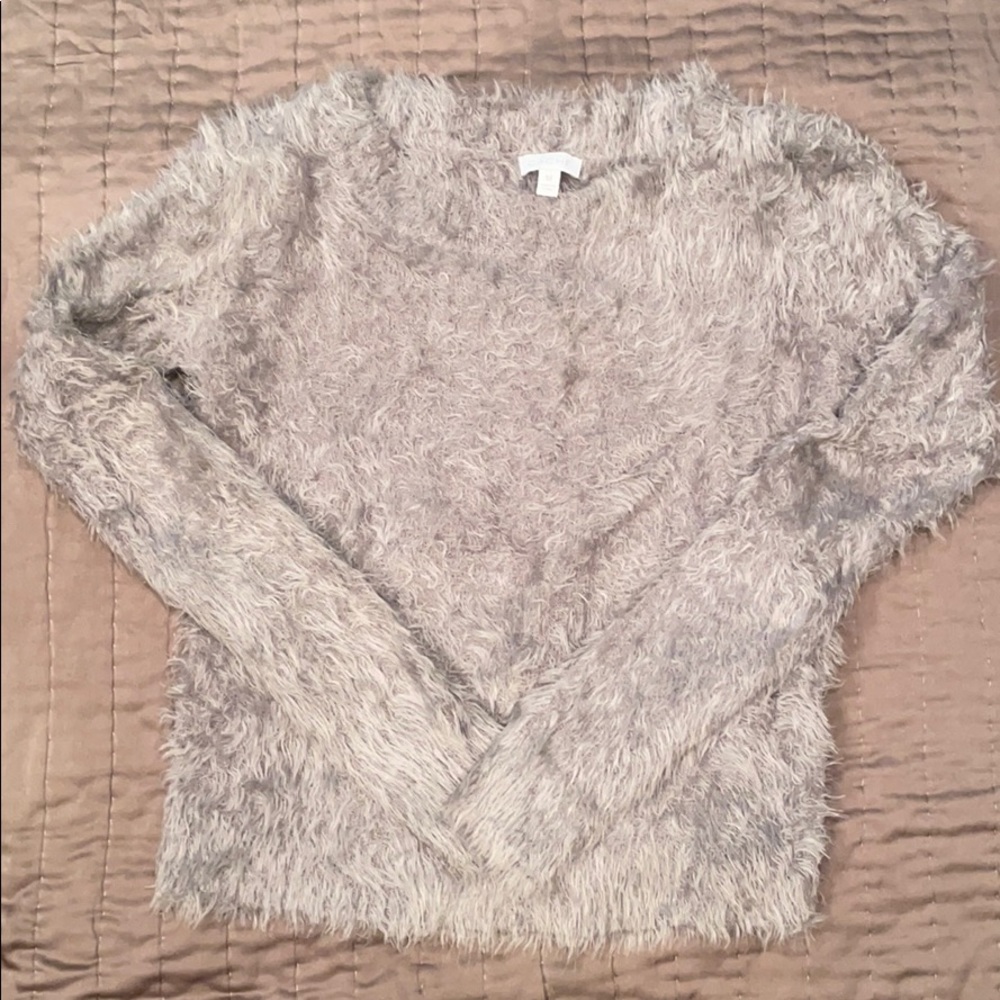Caché Furry Grey Pullover Sweater